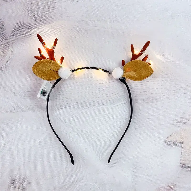 Xmas Christmas hair band lights bells tree branch hair band Christmas decorative christmas party headband with led light