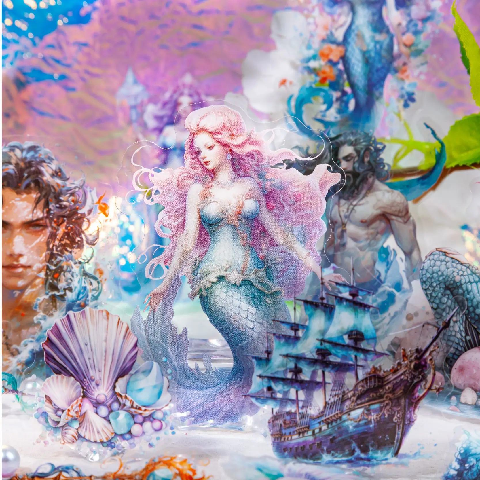 20pcs/pack Sticker Pack Mermaid Neptune Series Seafloor Handbook Decoration Material