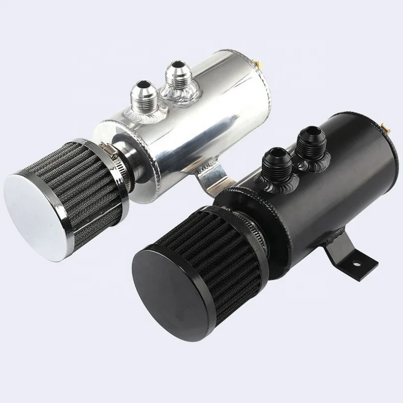 Black silver air filter an10 fitting 750ml refit racing car oil catch can