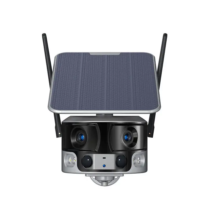 Высококачественная уличная Солнечная камера с Wi-Fi 4k двумя объективами супер широкий угол обзора 180 градусов наружная Водонепроницаемая видеонаблюдения
