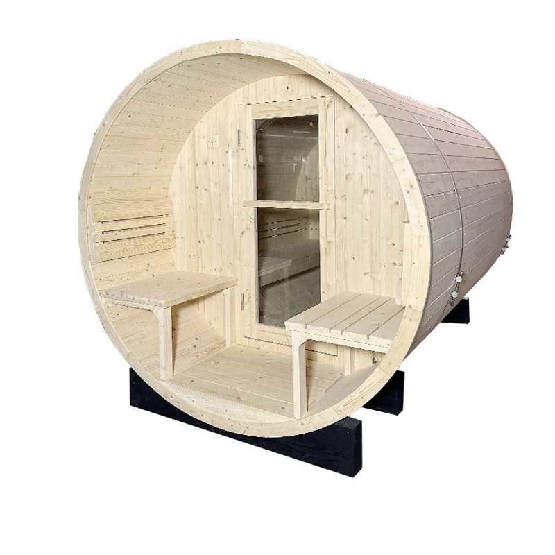 Outdoor Barrel Sauna Room Hemlock/White pine/Red crdar Traditional Harvia Heater Sauna Spa Room Sauna Capsule for 4-6 Person