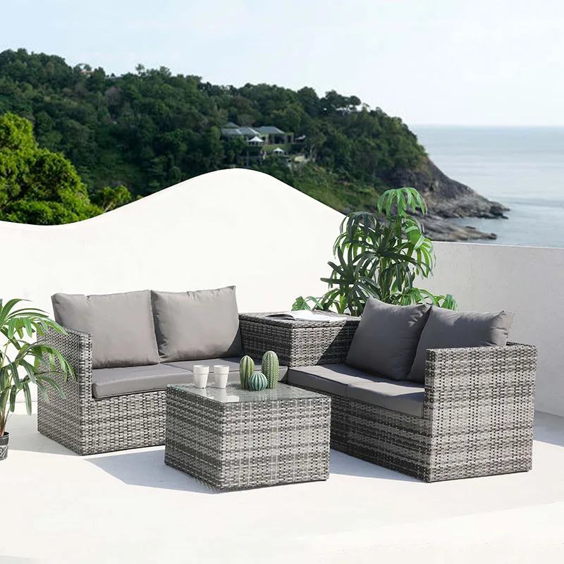 Hot Selling Outdoor Furniture Rattan Garden  Sofa Patio Recliner PE Wicker Metal Sofa Set