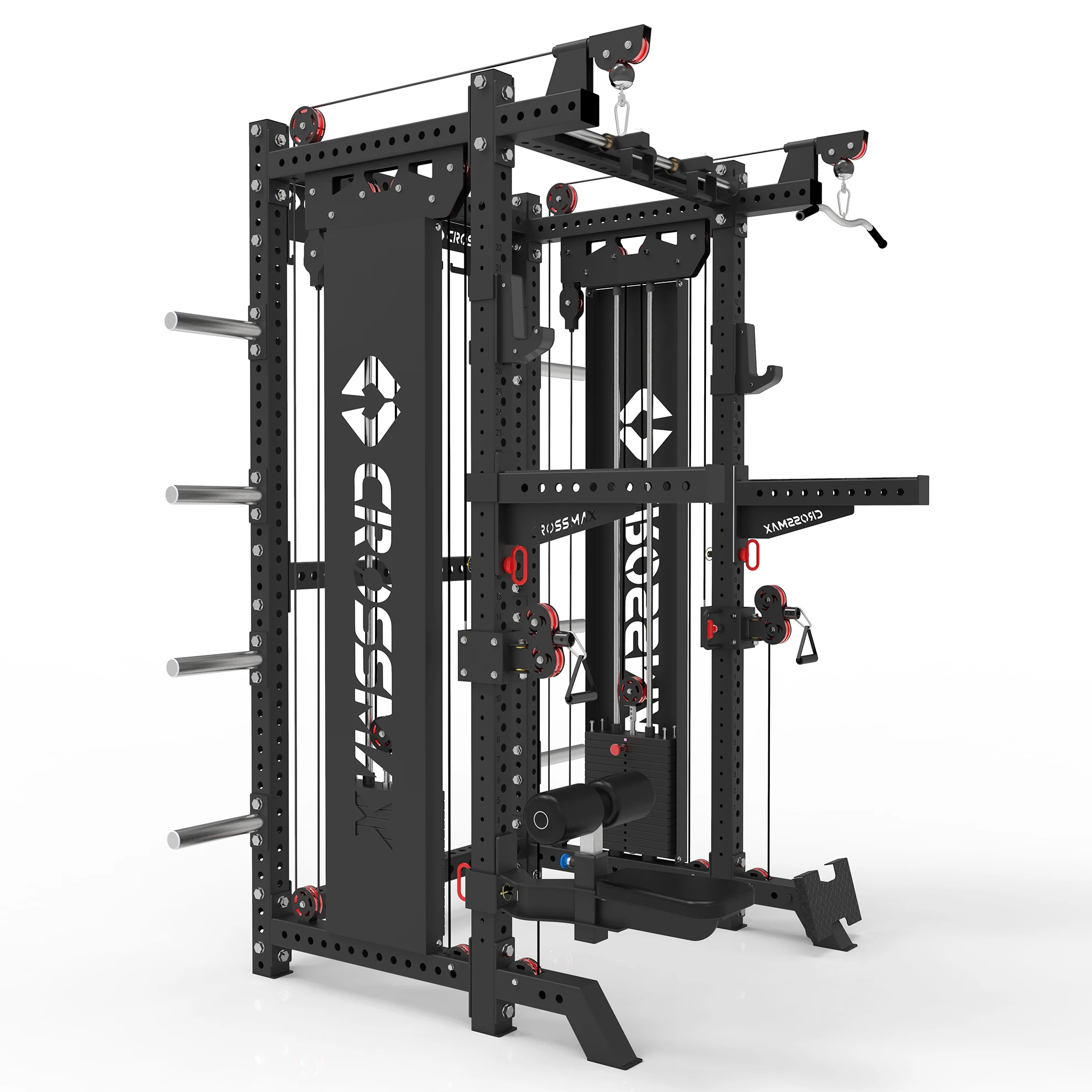 Exercise gym fitness power rack plate loaded functional trainer