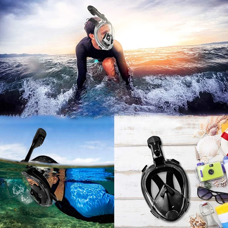 Diving Equipment Snorkeling Swimming Full Face Snorkel Mask Free Diving Mask Set Kids Swimming Mask