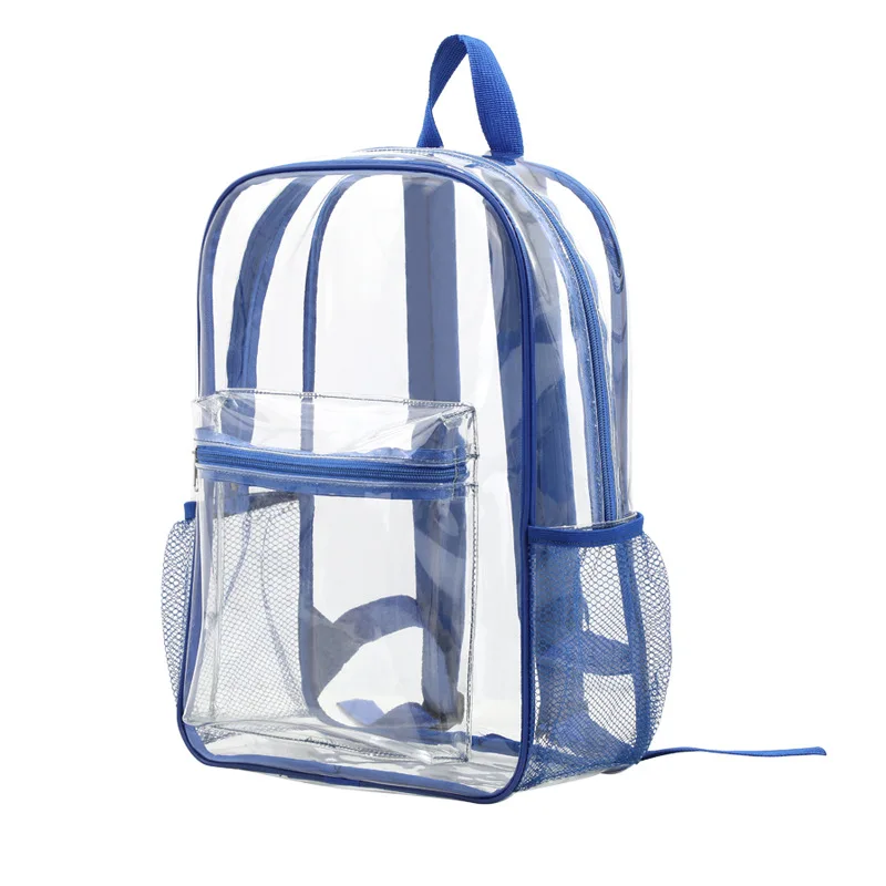 Clear School Backpack Heavy Duty PVC Plastic Jelly Transparent Backpack with Reinforced Strap for College Workplace
