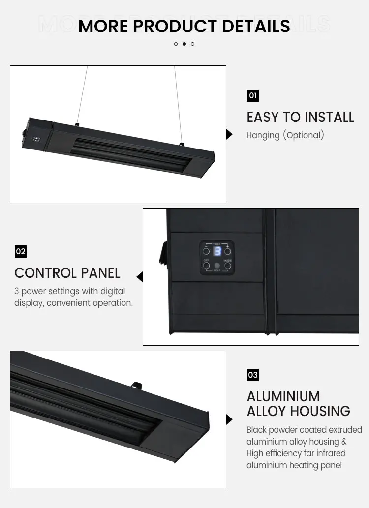 Factory Hot Sales 1800W Electric Aluminium Far Heating Infrared Wall Mounted Electronic Heater