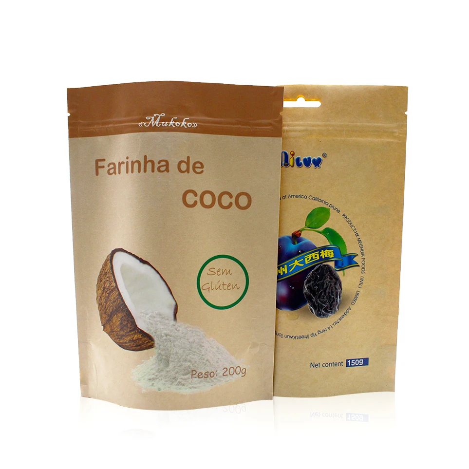 Resealable Ziplock Biodegradable Kraft Paper Bag Eco