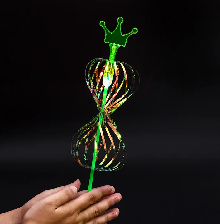 Hot Selling Magic LED Bubble Light Stick Flash Spin Ribbons Flower Wand Toys For Kids