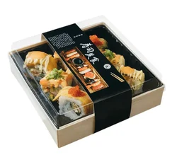 Wholesale Disposable Degradable Wooden Lunch Box Japanese Takeaway Sushi Box