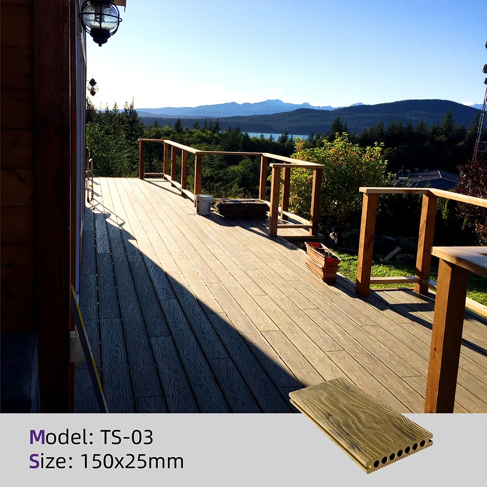 Swimming Pool Anti-slip Wood Grain 3D WPC Outdoors Decking Waterproof