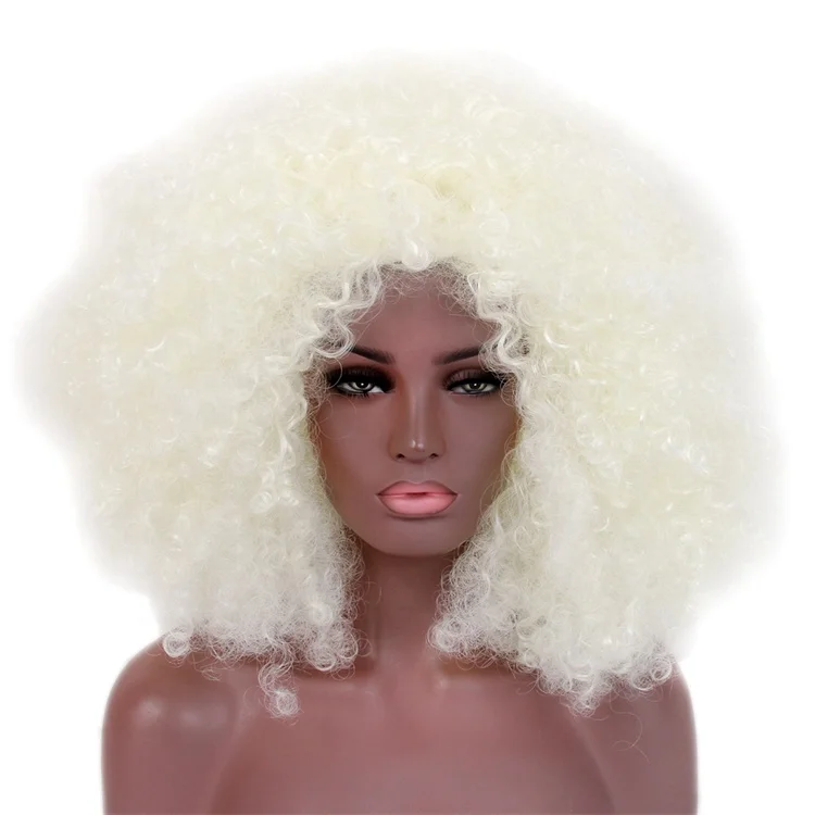 European Hot Sale Sexy Wig Style For Lady Blonde 613 Color Afro Puff Kinky Wig Short Afro Kinky Curly Bob Wigs For Daily Life
