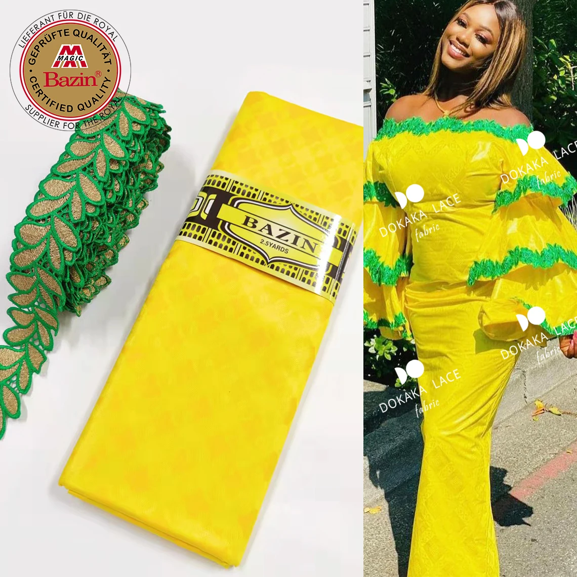 Lace Trimmings With Bazin Riche Original 2022 African Lace Fabric Ribbon Trim For Wedding Dress Sewing Nigerian Party Basin