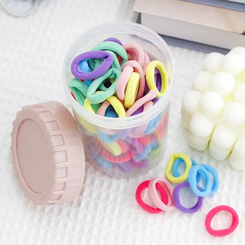 multi color mini elastic hair bands for kids pack in box cute girls hair band 100pcs per box