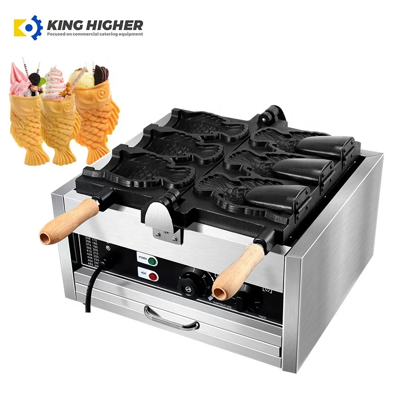 Commercial Electric Oven Open-Mouth Fish Taiyaki & Waffle Maker New & Used Ice Cream Machine for Cooking Snacks and Food