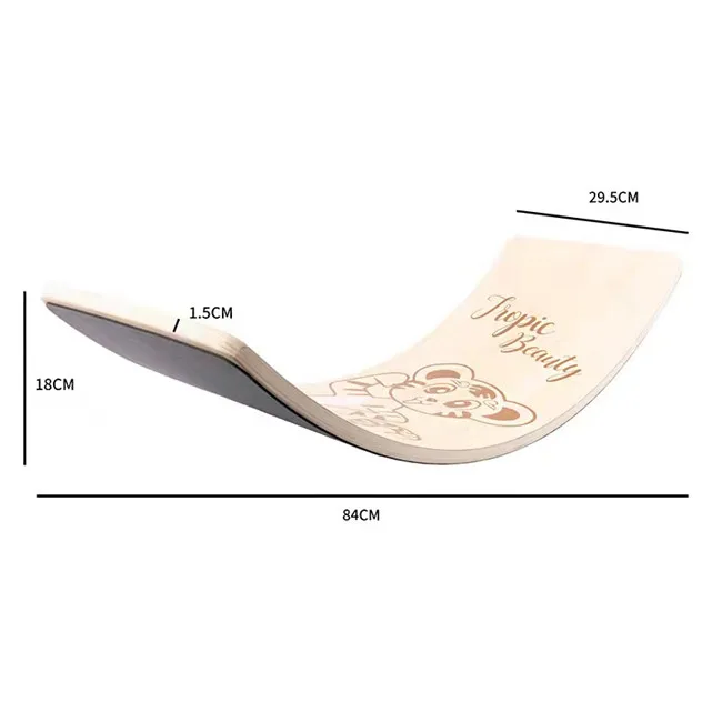 Kid Natural Wooden Yoga Balance Board Curvy Board With Tiger Pattern