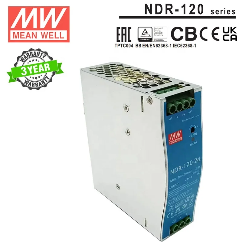 Mean Well NDR/EDR/SDR Series provide all industrial din rail power supply 75W 120W 240W 480W 960W Meanwell 5V 12V 15V 24V 48V