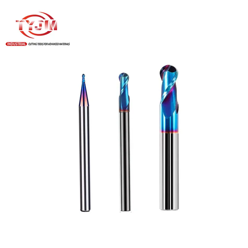 Steel End Mill Ball Nose 2 Flutes Milling Cutter Blue Coating Tungsten Steel Tool Cnc Machine Hrc55 Ball Nose Endmills Cutter