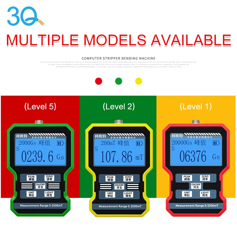 3Q Top 10 High precision Gauss Meter Digital Tesla Meter Koot Magnetic Field Magnetic Intensity Detector Handheld Flux Meter