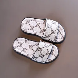 Hao Baby 2022 Korean Summer Kid Alphabet Non-Slip Open-Toed Outerwear Soft Children Sole Flip Flops Slippers