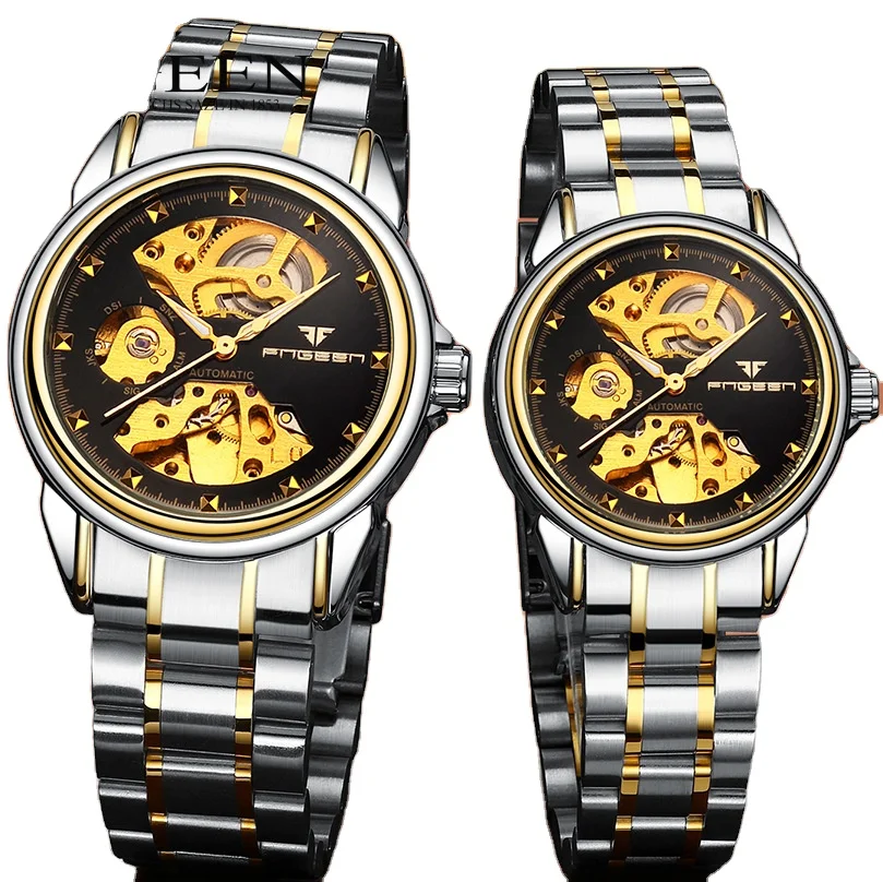 Luxury Gift Mechanical Watch Korean Stylish Business Hollow Stainless Steel Fly-wheel Automatic Watches For Couple Lover