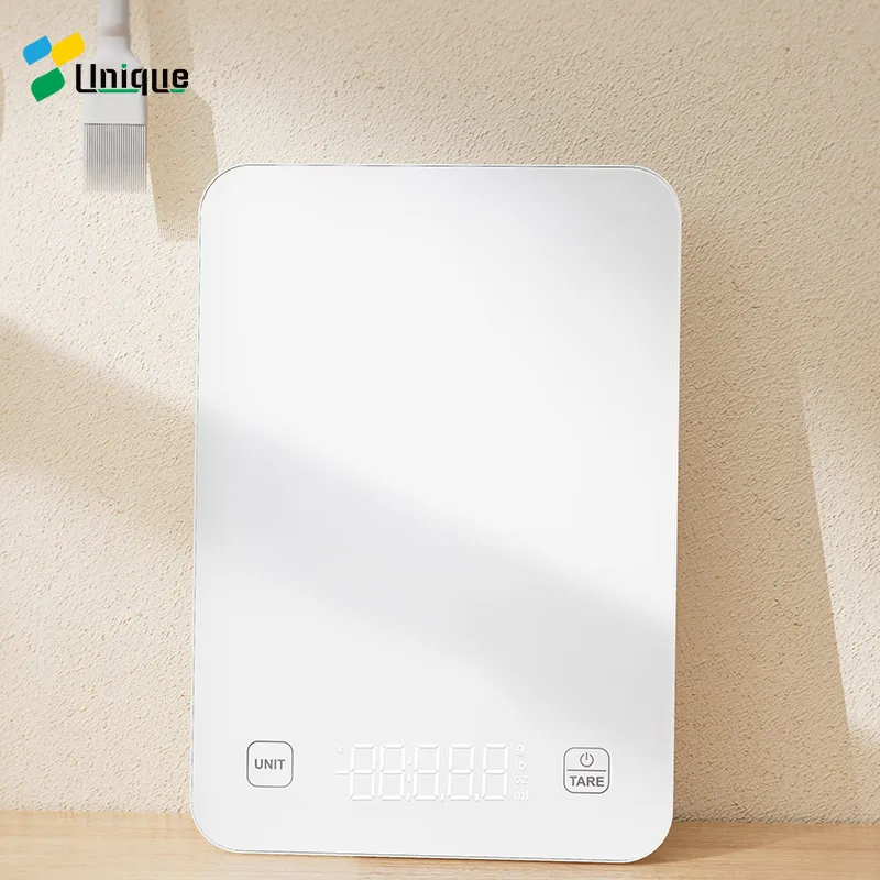 Высокоточные большие пластиковые электронные кухонные весы цифровые 10 кг белые стеклянные