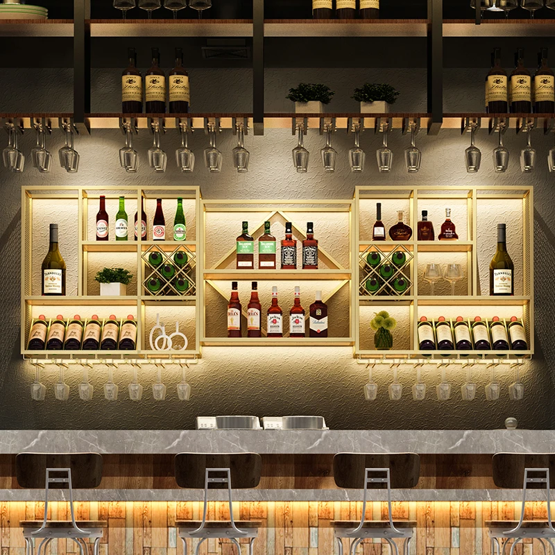 Latest high quality fancy 5 tier fixed on ceiling hanger metal material durable wine rack retail