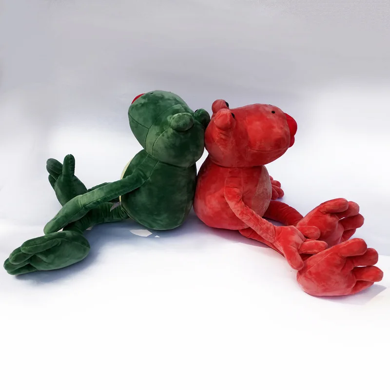 Wholesale Flaming Red Lips Couple Frog Claw Machine Plush Toy Dolls Unisex Polyester Mesh Lining PP Cotton Stress Relief Filling