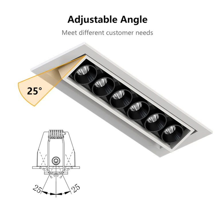 ALLWAY Modern Style Aluminum Recessed Dimmable Linear Downlight Indoor Home Led Grille Lights