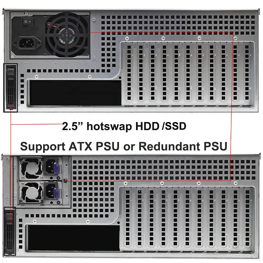 4U Rackmount Server case with 24+1 Hot-Swappable SATA/SAS Drive Bay, PCI Slots 11pcs