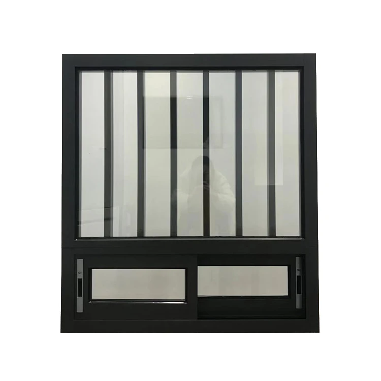 Aluminium frame double glass sliding windows with grill design 24-hour ticket sales windows