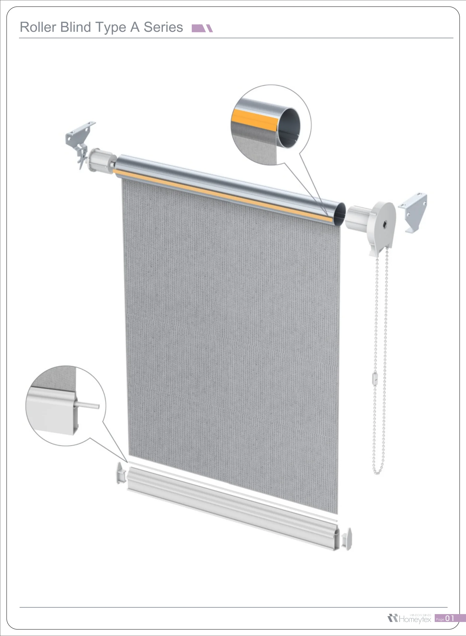 25mm A type Control WO/With Brackets Cover  Hight quality roller blind components