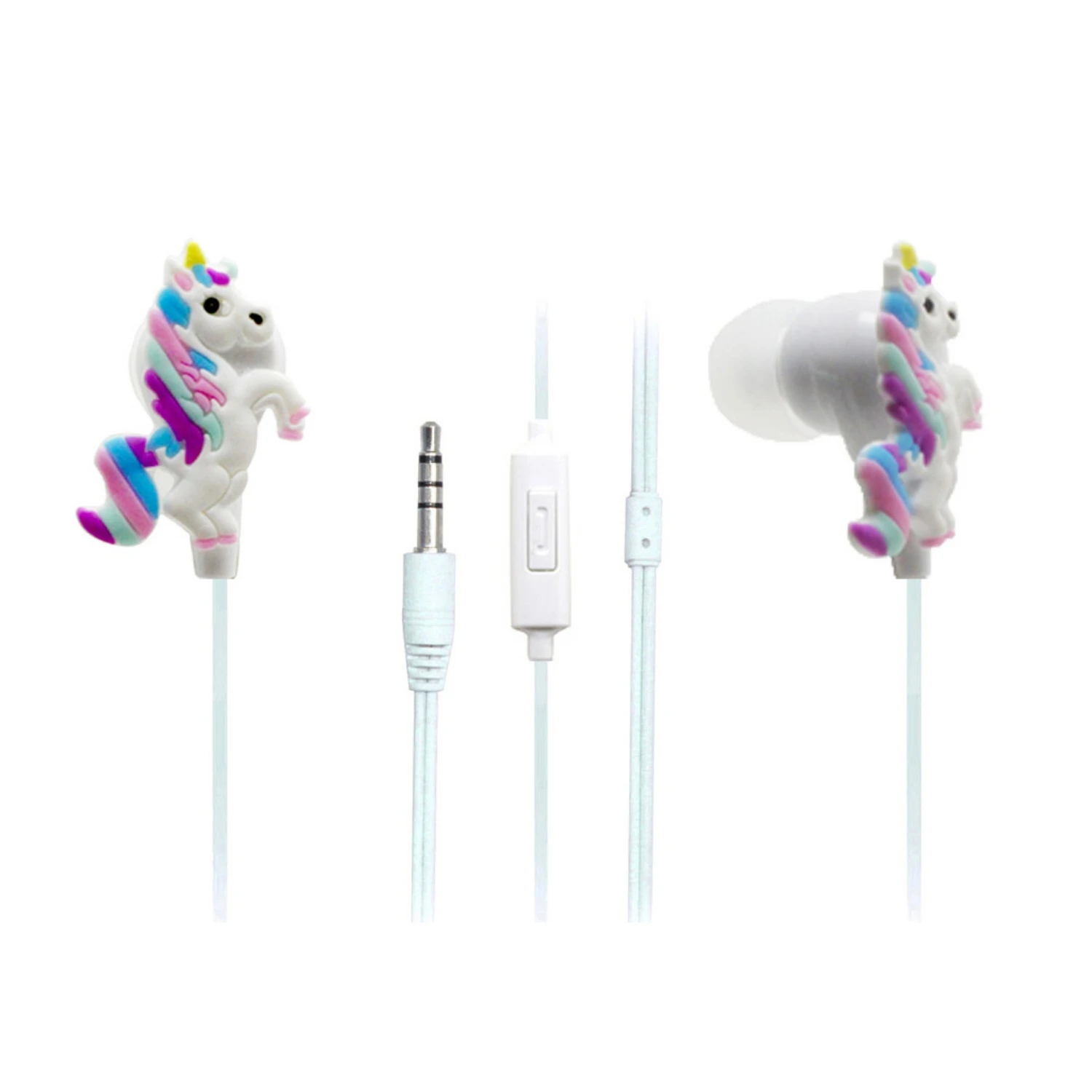 Manufacturer PVC Cartoon Unicorn Earphone 3.5mm Wired Earbuds Headphone With Mic for Child