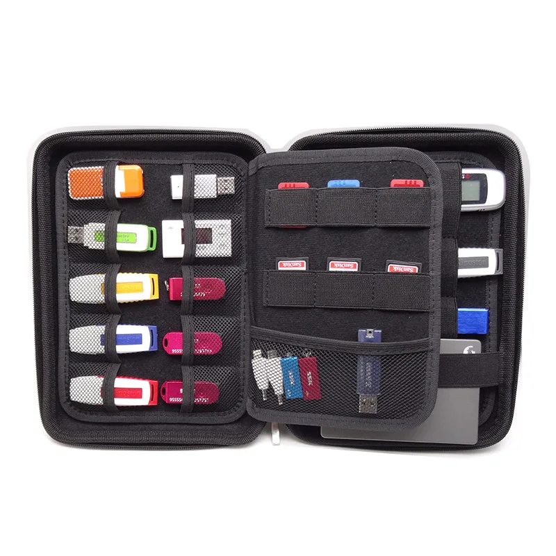 HOT SALE Portable Eva Case Carbon Waterproof Shockproof Protective Fibre Bag for U Disk Bank U Shield Bag Certificate Card
