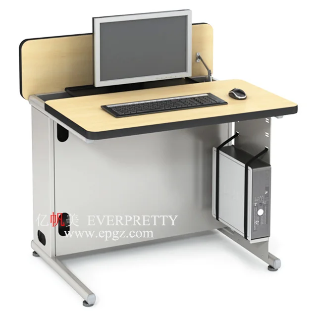 Education Furniture Smart Desks Classroom Compute-IT Computer Table with Metal Leg and CPU Shelf