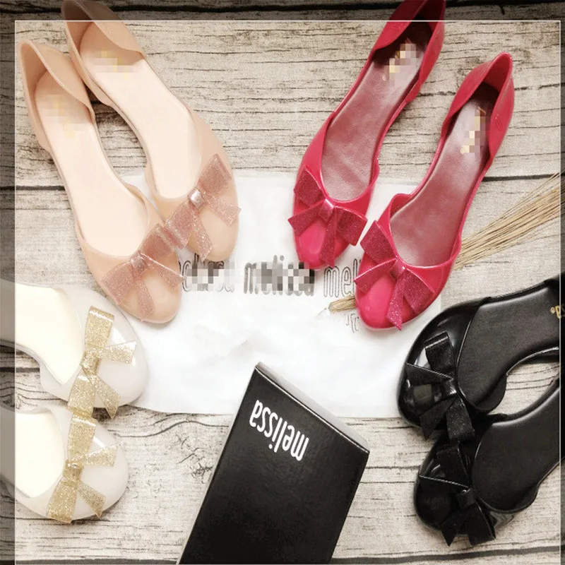 Оптовая продажа, женские сандалии Melissa, модные туфли конфетного цвета, женская обувь с бантом