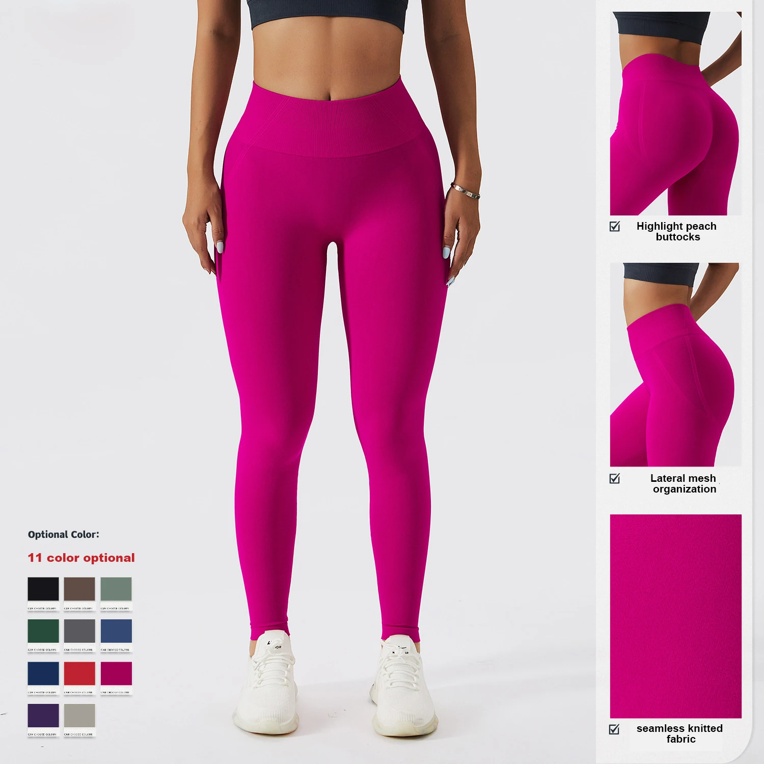 High Waist Womens Hip Lifting Outdoor Running Sports Tight Trousers Seamless Pushup Shape Gym Workout Fitness Leggings Sport Set