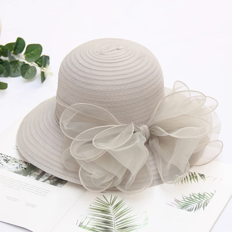 High Quality Handmade Lady Sinamay organza party Hat Wedding Wholesale Women Church Hat