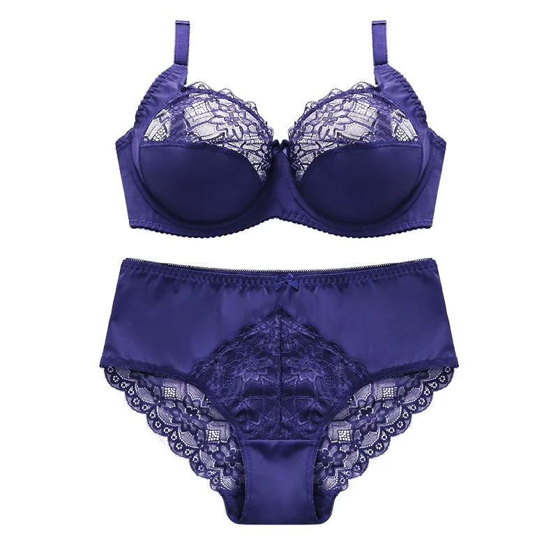 Wholesale  Hot bra & brief sets plus size D cup lovely girl lace fancy fat women lingerie bra set plus size bra and panty set