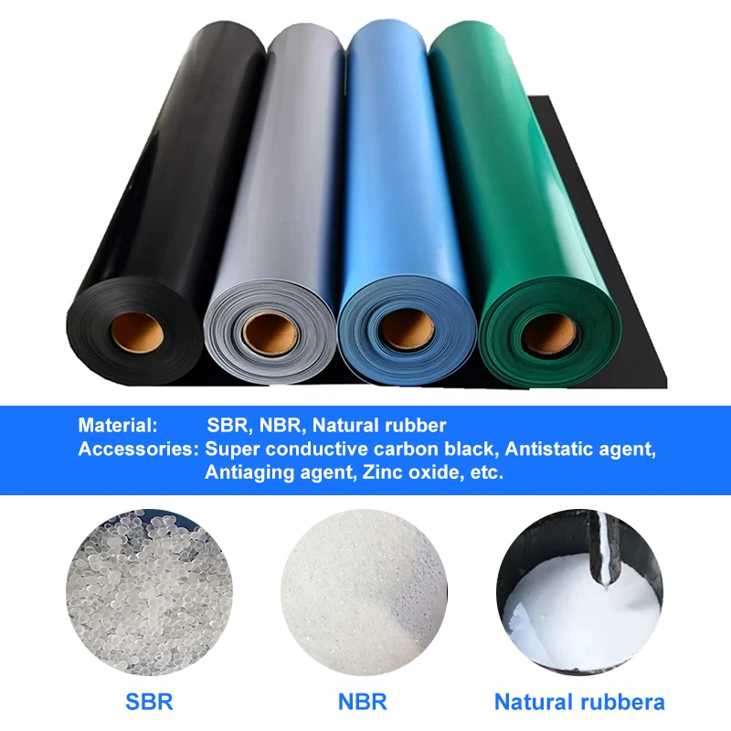 Esd mat 2mm sheet matt radio pad color gray anti-static green anti static workbench roll floor antistatic rubber table esd mat