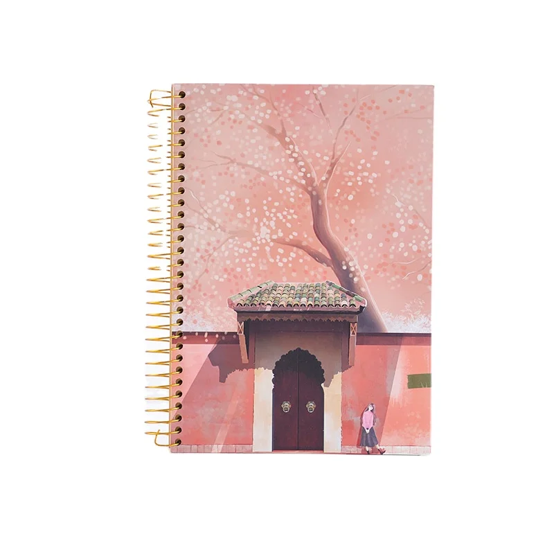A5 A4 golden coil notebook 2023 Japananse stationery supplies hard cover notebook with Gold coil