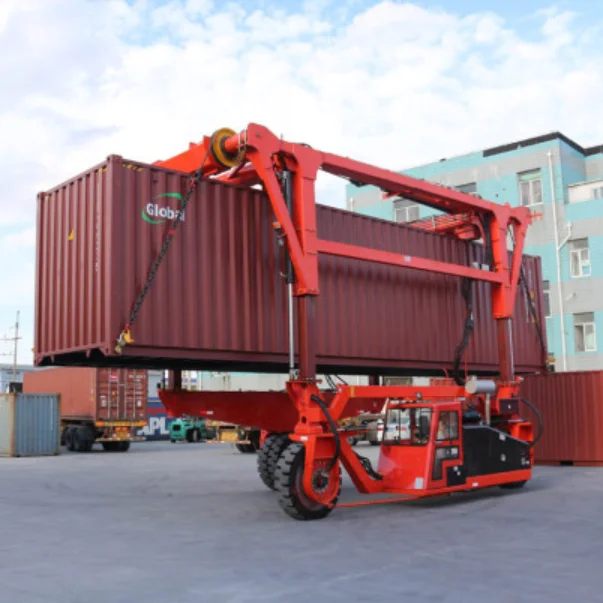 High quality workshop trackless rubber tyre mobile gantry crane 45t straddle carrier shipping 20ft 40ft container gantry cran