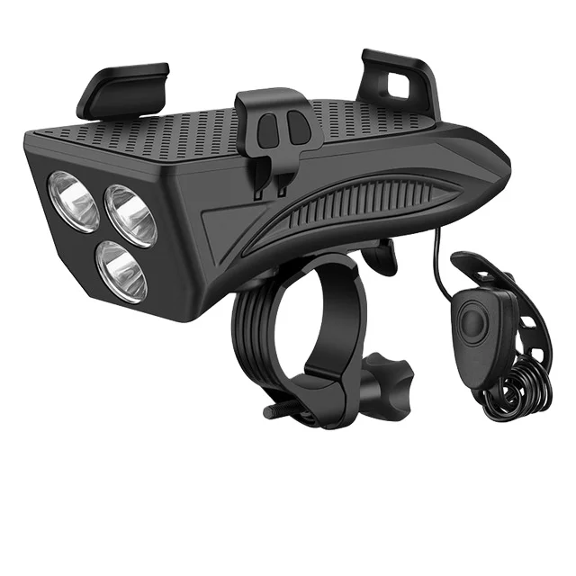 4 In 1 Multifunctional Phone Holder Power Bank Speaker USB Rechargeable 4000mAh Bicycle Light Waterproof LED Headlight