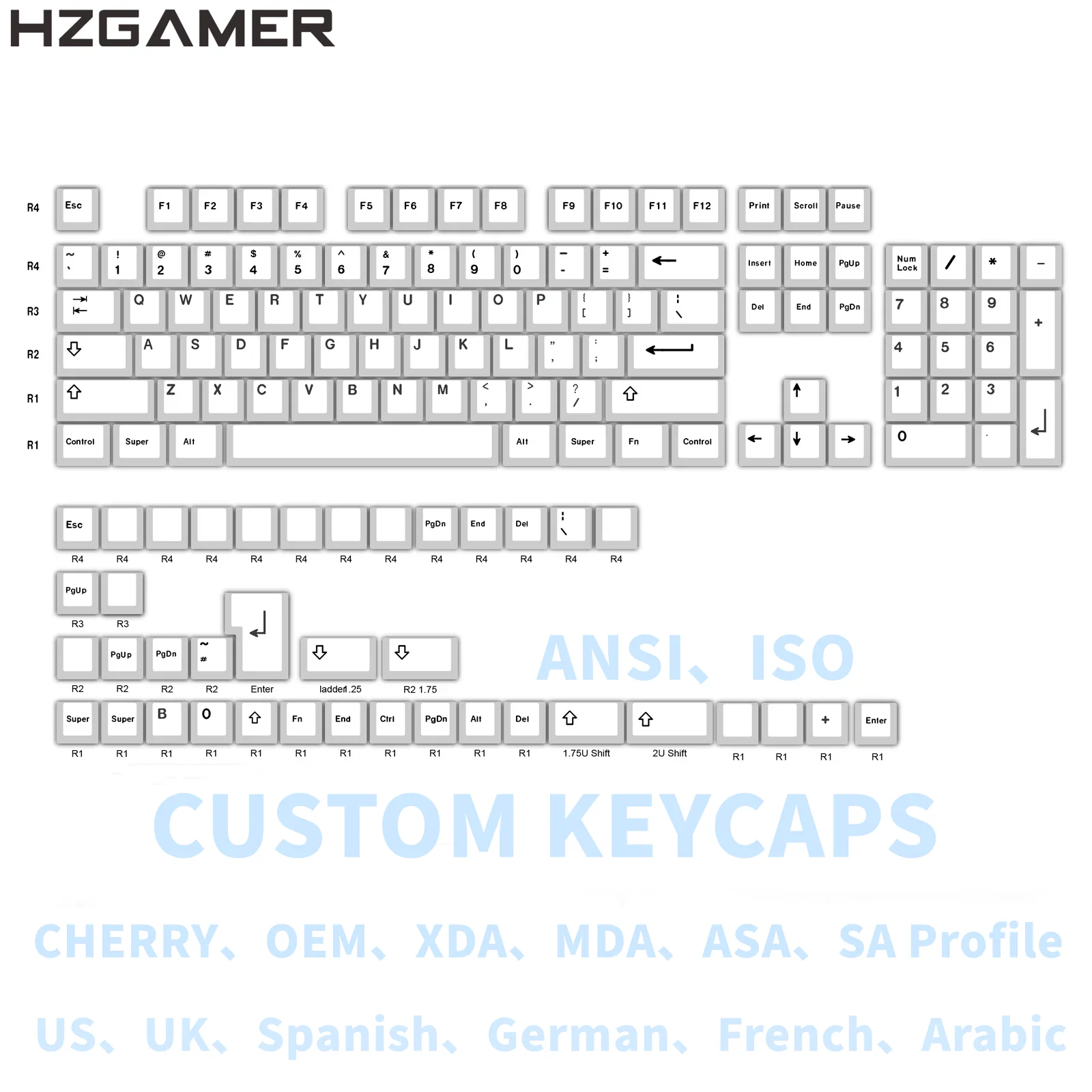 HZGAMER PBT Custom XDA Profile Keycap for Mechanical Keyboard Dye Sublimation Keycaps,