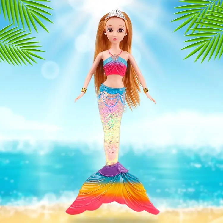 Mermaid Doll Set Colorful Light Music Princess Mermaid Enamel Doll Girl Gift