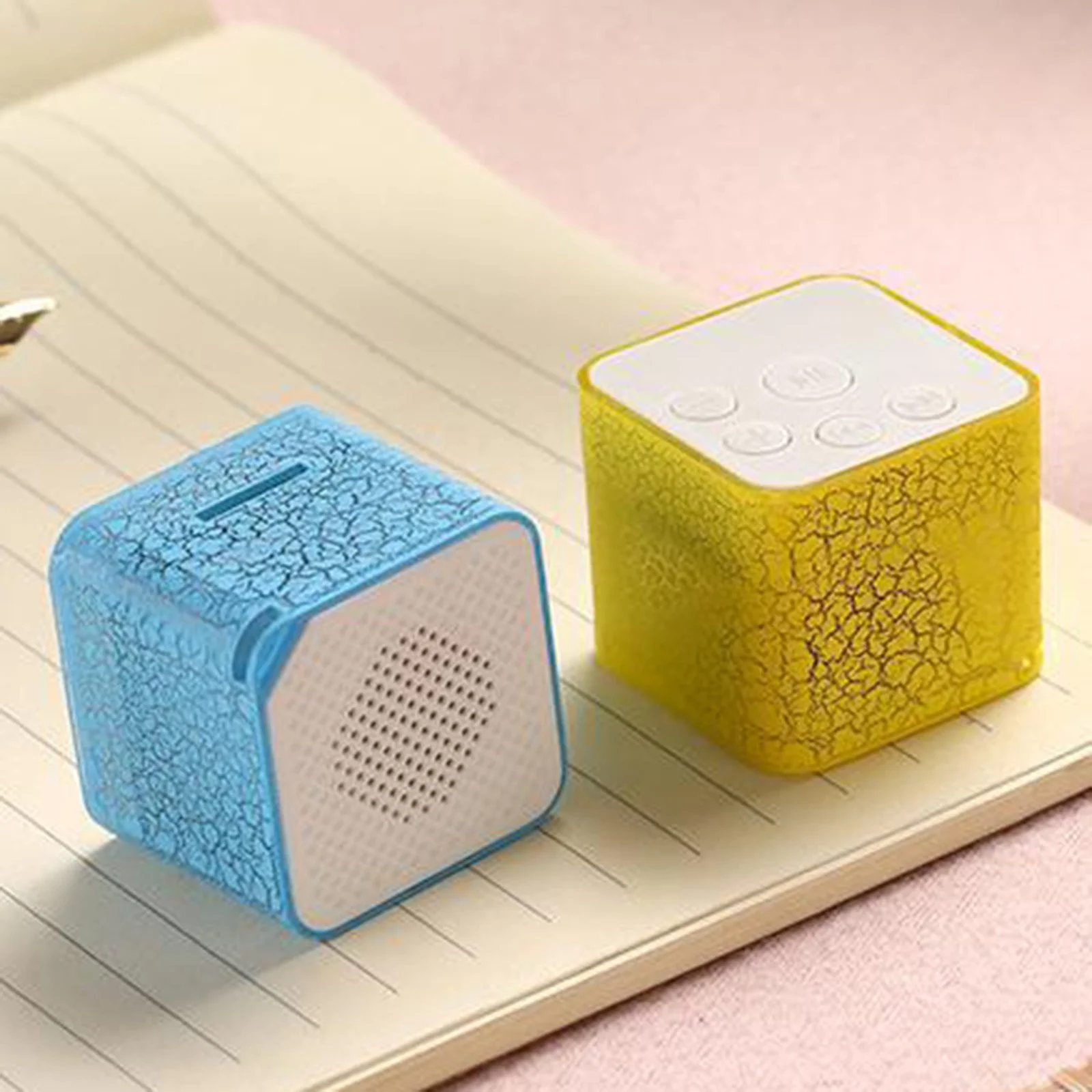 Cheapest OEM rechargeable battery car audio Crack Square Burst Pattern Portable mini Mp3 USB Player with Speaker Support card