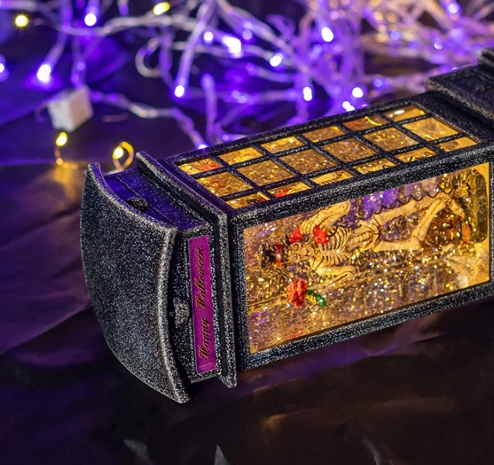 Halloween decoration glowing sound scary skeleton phone booth secret room scene layout prank toys