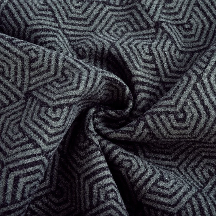 Customize Classic hexagon dyed 100% Polyester 280gsm Knitted Jacquard Brocade Fabric for jacket with good price