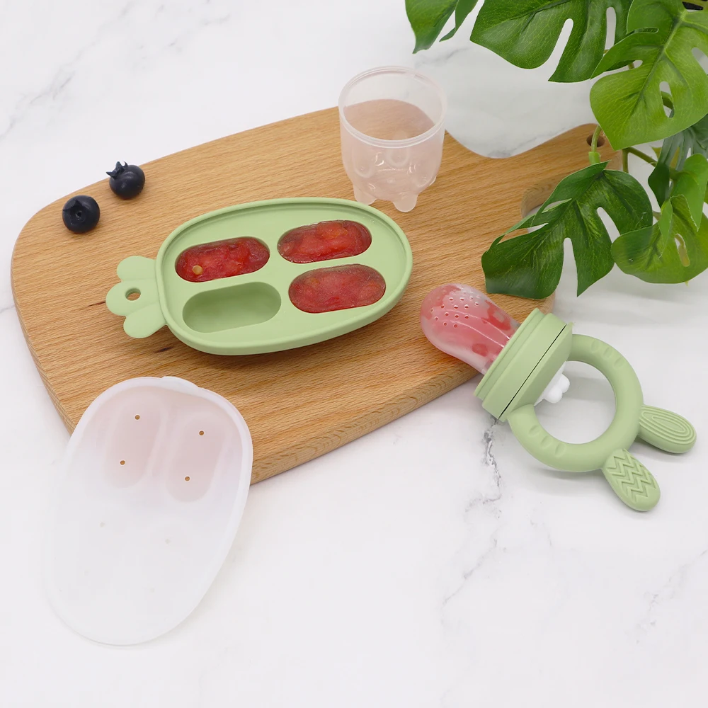 Custom Silicone Food Container Storage Set Breast Milk Freezer Ice Cube Tray Silicone Fruit Feeder Baby