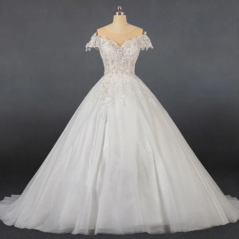XINEN   Hot Selling Heavy Industry Bead Embroidery One Shoulder Trailing Wedding Dress