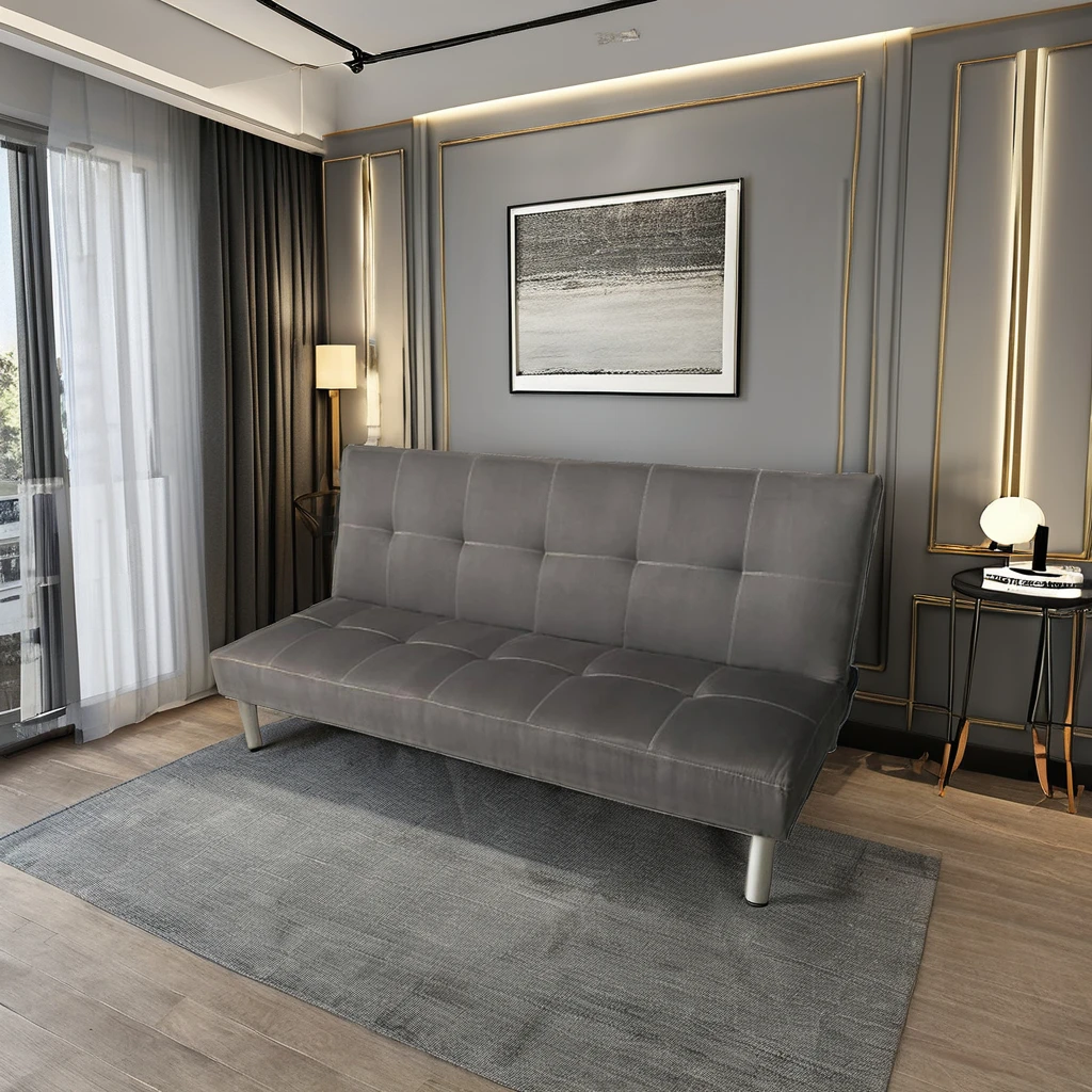 Modern Simple Design Click clack Folding fabric Sofa Cum Bed Flat Pack Futon Three Seat Folded Down Fabric Sofa Bed